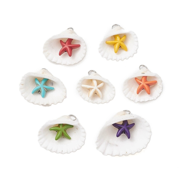 PandaHall Summer Beach Natural Shell Pendants, Dyed Synthetical Turquoise Star Charms, Platinum, Mixed Color, 25~30x27~35x12~15mm, Hole..., Multicolor
PandaHall Summer Beach Natural Shell Pendants, Dyed Synthetical Turquoise Star Charms, Platinum, Mixed Color, 25~30x27~35x12~15mm, Hole..., Multicolor