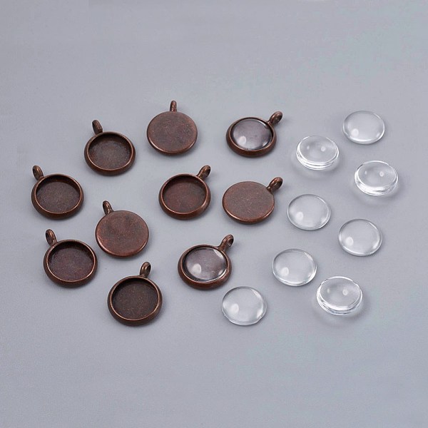 PandaHall DIY Pendant Making, Brass Pendant Cabochon Settings and Glass Cabochons, Half Round, Clear, Red Copper, 9.5~10x3.5mm Brass+Glass...
PandaHall DIY Pendant Making, Brass Pendant Cabochon Settings and Glass Cabochons, Half Round, Clear, Red Copper, 9.5~10x3.5mm Brass+Glass...