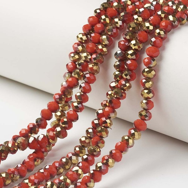 PandaHall Electroplate Opaque Glass Beads Strands, Half Golden Plated, Faceted, Rondelle, Red, 4x3mm, Hole: 0.4mm, about 113~115pcs/strand...
PandaHall Electroplate Opaque Glass Beads Strands, Half Golden Plated, Faceted, Rondelle, Red, 4x3mm, Hole: 0.4mm, about 113~115pcs/strand...