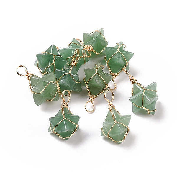 PandaHall Natural Green Aventurine Copper Wire Wrapped Pendants, Merkaba Star Charms, Golden, 26~31x20~21x13~15mm, Hole: 5~5.5mm Green...
PandaHall Natural Green Aventurine Copper Wire Wrapped Pendants, Merkaba Star Charms, Golden, 26~31x20~21x13~15mm, Hole: 5~5.5mm Green...