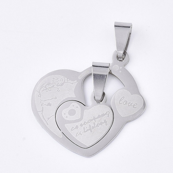 PandaHall 201 Stainless Steel Split Pendants, for Lovers, Heart with Heart, with Word Love, For Valentine's Day, Stainless Steel Color...
PandaHall 201 Stainless Steel Split Pendants, for Lovers, Heart with Heart, with Word Love, For Valentine's Day, Stainless Steel Color...