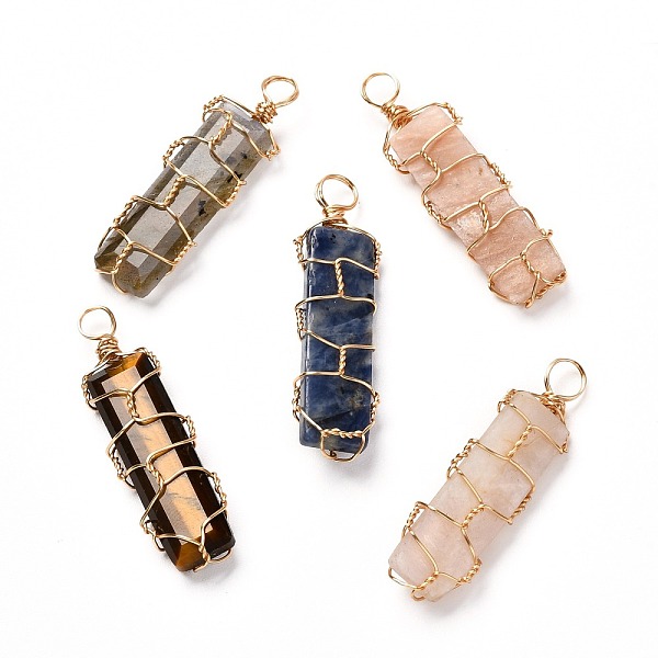 PandaHall Natural Mixed Gemstone Pendants, with Real 18K Gold Plated Eco-Friendly Copper Wire, Rectangle, 33x10x5~6mm, Hole: 4mm Mixed Stone...
PandaHall Natural Mixed Gemstone Pendants, with Real 18K Gold Plated Eco-Friendly Copper Wire, Rectangle, 33x10x5~6mm, Hole: 4mm Mixed Stone...