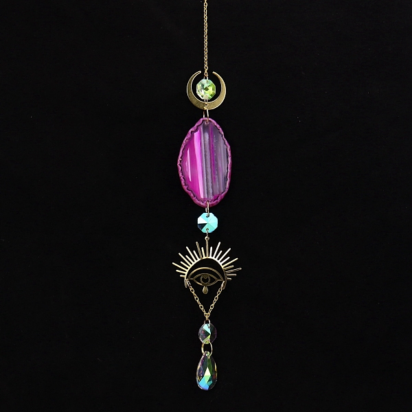 PandaHall Natural Agate Piece & Metal Evil Eye Moon Hanging Ornaments, Glass Teardrop Tassel Suncatchers for Home Garden Outdoor Decoration...
PandaHall Natural Agate Piece & Metal Evil Eye Moon Hanging Ornaments, Glass Teardrop Tassel Suncatchers for Home Garden Outdoor Decoration...