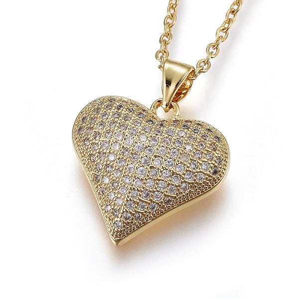 PandaHall 304 Stainless Steel Pendant Necklaces, with Cubic Zirconia, Heart, Clear, Golden, 17.71 inch(45cm) Cubic Zirconia Clear
PandaHall 304 Stainless Steel Pendant Necklaces, with Cubic Zirconia, Heart, Clear, Golden, 17.71 inch(45cm) Cubic Zirconia Clear