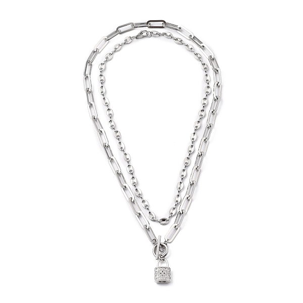 PandaHall 304 Stainless Steel Coffee Bean Chain Necklaces and Pendant Necklaces Sets, with Brass Micro Pave Cubic Zirconia Lock Pendants...
PandaHall 304 Stainless Steel Coffee Bean Chain Necklaces and Pendant Necklaces Sets, with Brass Micro Pave Cubic Zirconia Lock Pendants...