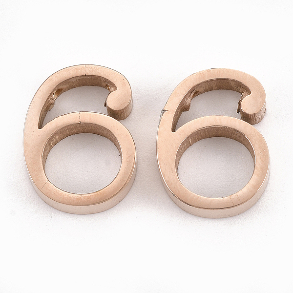 PandaHall 304 Stainless Steel Pendants, Number, Rose Gold, Num.6, 13x10x3mm, Hole: 1.8mm 304 Stainless Steel Number
PandaHall 304 Stainless Steel Pendants, Number, Rose Gold, Num.6, 13x10x3mm, Hole: 1.8mm 304 Stainless Steel Number