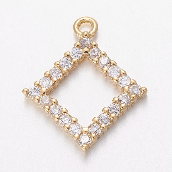 PandaHall Brass Micro Pave Cubic Zirconia Pendants, Rhombus, Clear, Golden, 16x14x2mm, Hole: 1mm Brass+Cubic Zirconia Rhombus Clear
PandaHall Brass Micro Pave Cubic Zirconia Pendants, Rhombus, Clear, Golden, 16x14x2mm, Hole: 1mm Brass+Cubic Zirconia Rhombus Clear