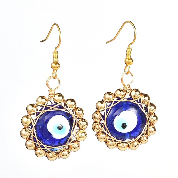 PandaHall Evil Eye Flat Round Lampwork Dangle Earrings for Girl Women, Wire Wrap Brass Earring, Golden, Blue, 45mm, Pin: 0.6mm Lampwork Evil...
PandaHall Evil Eye Flat Round Lampwork Dangle Earrings for Girl Women, Wire Wrap Brass Earring, Golden, Blue, 45mm, Pin: 0.6mm Lampwork Evil...