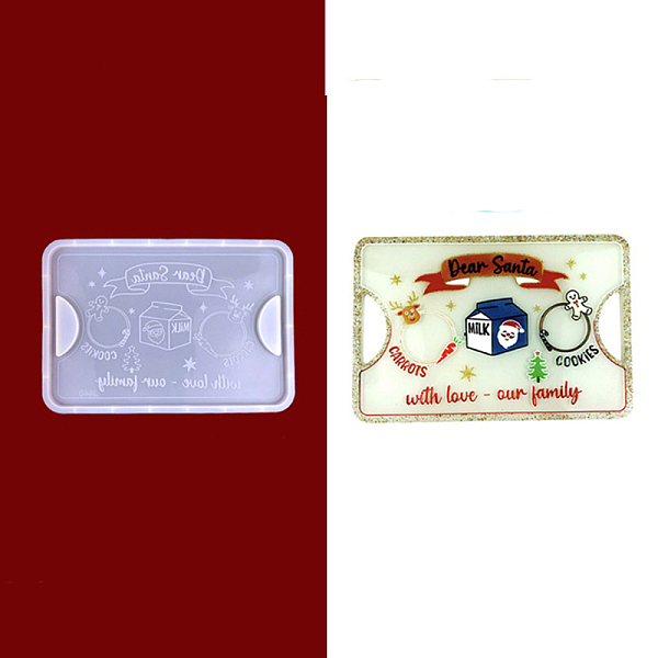 PandaHall DIY Tray Plate with Handle Silicone Molds, Resin Casting Molds, Rectangle with Christmas Theme Pattern, White, 200x298x11mm, Hole...
PandaHall DIY Tray Plate with Handle Silicone Molds, Resin Casting Molds, Rectangle with Christmas Theme Pattern, White, 200x298x11mm, Hole...