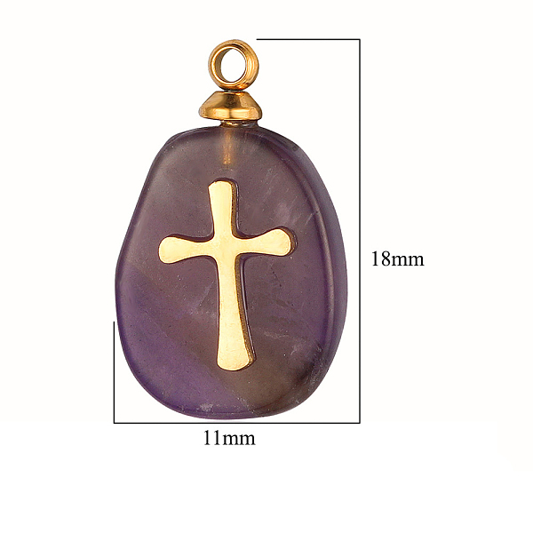 PandaHall Natural Amethyst Pendants, Oval Charms, with Golden Tone Stainless Steel Cross Slice, 17~18x11~12x3.5~4.3mm Amethyst Oval
PandaHall Natural Amethyst Pendants, Oval Charms, with Golden Tone Stainless Steel Cross Slice, 17~18x11~12x3.5~4.3mm Amethyst Oval