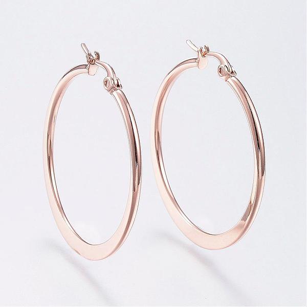 PandaHall 304 Stainless Steel Hoop Earrings, Hypoallergenic Earrings, Flat Ring Shape, Rose Gold, 34~36mm, Pin: 0.7x1mm 304 Stainless Steel...
PandaHall 304 Stainless Steel Hoop Earrings, Hypoallergenic Earrings, Flat Ring Shape, Rose Gold, 34~36mm, Pin: 0.7x1mm 304 Stainless Steel...
