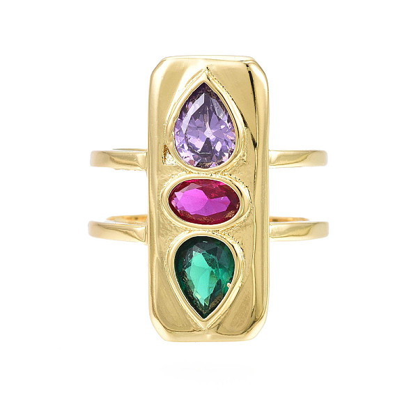 PandaHall Cubic Zirconia Rectangle Open Cuff Ring, Real 18K Gold Plated Brass Double Line Wide Ring for Women, Nickel Free, Colorful, US..., Clear
PandaHall Cubic Zirconia Rectangle Open Cuff Ring, Real 18K Gold Plated Brass Double Line Wide Ring for Women, Nickel Free, Colorful, US..., Clear