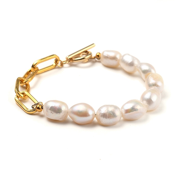 PandaHall Natural Baroque Pearl Keshi Pearl Beaded Bracelets, with Iron Paperclip Chains and 304 Stainless Steel Toggle Clasps, Golden..., White
PandaHall Natural Baroque Pearl Keshi Pearl Beaded Bracelets, with Iron Paperclip Chains and 304 Stainless Steel Toggle Clasps, Golden..., White