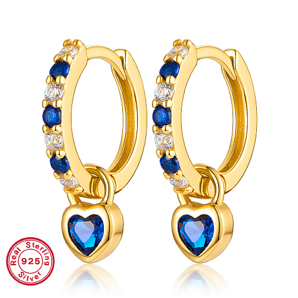 PandaHall Real 18K Gold Plated 925 Sterling Silver Dangle Hoop Earrings, with 925 Stamp, Heart, Blue, 14x4mm Sterling Silver Heart Blue
PandaHall Real 18K Gold Plated 925 Sterling Silver Dangle Hoop Earrings, with 925 Stamp, Heart, Blue, 14x4mm Sterling Silver Heart Blue