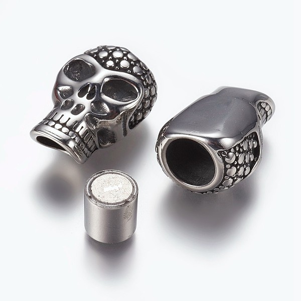 PandaHall 304 Stainless Steel Magnetic Clasps with Glue-in Ends, Skull, Antique Silver, 28x18x15mm, Hole: 8mm 304 Stainless Steel Skull
PandaHall 304 Stainless Steel Magnetic Clasps with Glue-in Ends, Skull, Antique Silver, 28x18x15mm, Hole: 8mm 304 Stainless Steel Skull