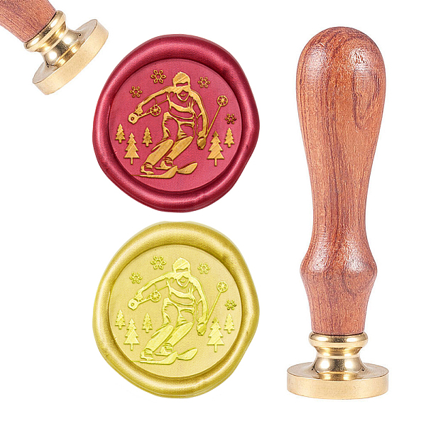 PandaHall Brass Wax Seal Stamp, with Natural Rosewood Handle, for DIY Scrapbooking, Golden, Skiing Pattern, Stamp: 25mm, Handle: 79.5x21.5mm...
PandaHall Brass Wax Seal Stamp, with Natural Rosewood Handle, for DIY Scrapbooking, Golden, Skiing Pattern, Stamp: 25mm, Handle: 79.5x21.5mm...