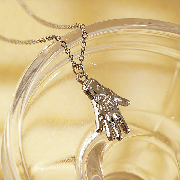 PandaHall Stainless Steel Palm Pendant Necklaces for Women, Cable Chain Necklaces Stainless Steel
PandaHall Stainless Steel Palm Pendant Necklaces for Women, Cable Chain Necklaces Stainless Steel