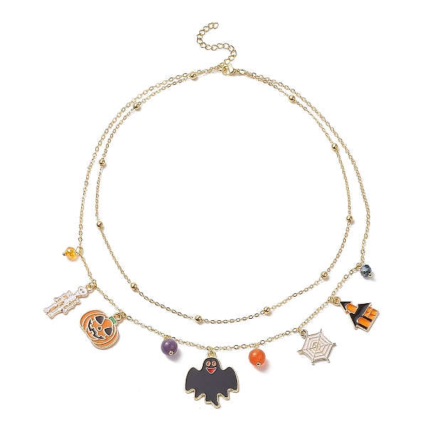 PandaHall Brass Satellite Chains Double Layer Necklace, Skeleton & Pumpkin & Bat Alloy Enamel Charms Halloween Necklace for Women, Colorful..., Multicolor
PandaHall Brass Satellite Chains Double Layer Necklace, Skeleton & Pumpkin & Bat Alloy Enamel Charms Halloween Necklace for Women, Colorful..., Multicolor