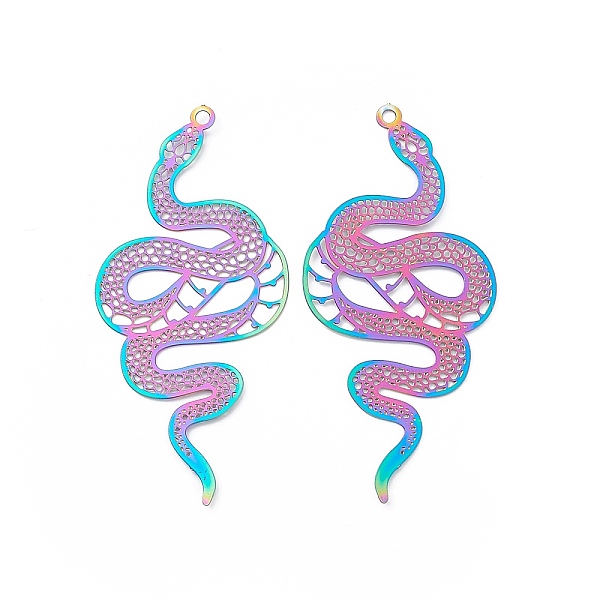 PandaHall 201 Stainless Steel Pendants, Etched Metal Embellishments, Snake Charm, Rainbow Color, 47x21x0.3mm, Hole: 1.5mm 201 Stainless...
PandaHall 201 Stainless Steel Pendants, Etched Metal Embellishments, Snake Charm, Rainbow Color, 47x21x0.3mm, Hole: 1.5mm 201 Stainless...