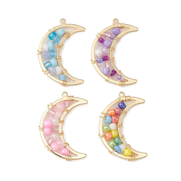 PandaHall Real 18K Gold Plated Brass Pendants, with Glass Seed Beaded, Moon Charms, Mixed Color, 26.5x17.5x3mm, Hole: 1mm Brass+Glass Moon..., Multicolor
PandaHall Real 18K Gold Plated Brass Pendants, with Glass Seed Beaded, Moon Charms, Mixed Color, 26.5x17.5x3mm, Hole: 1mm Brass+Glass Moon..., Multicolor