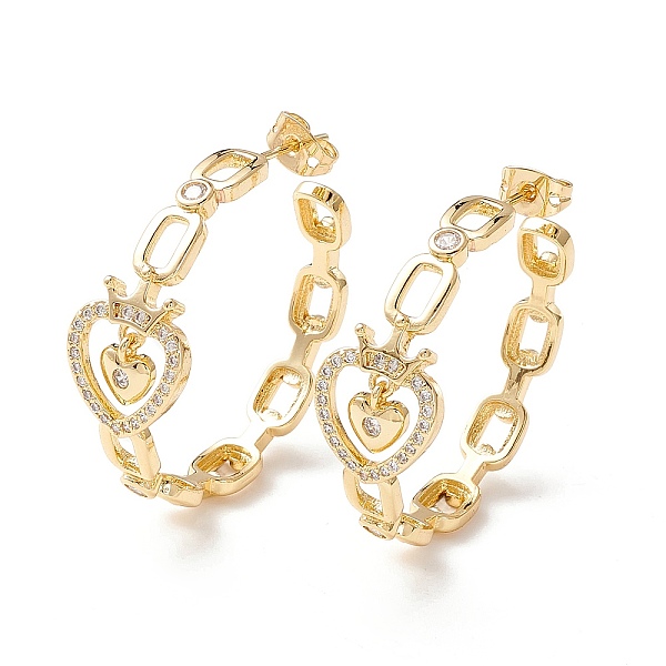 PandaHall Heart with Crown Cubic Zirconia Stud Earrings, Brass Half Hoop Earrings for Women, Golden, 33x34.5x12mm, Pin: 0.9mm Cubic Zirconia..., Clear
PandaHall Heart with Crown Cubic Zirconia Stud Earrings, Brass Half Hoop Earrings for Women, Golden, 33x34.5x12mm, Pin: 0.9mm Cubic Zirconia..., Clear