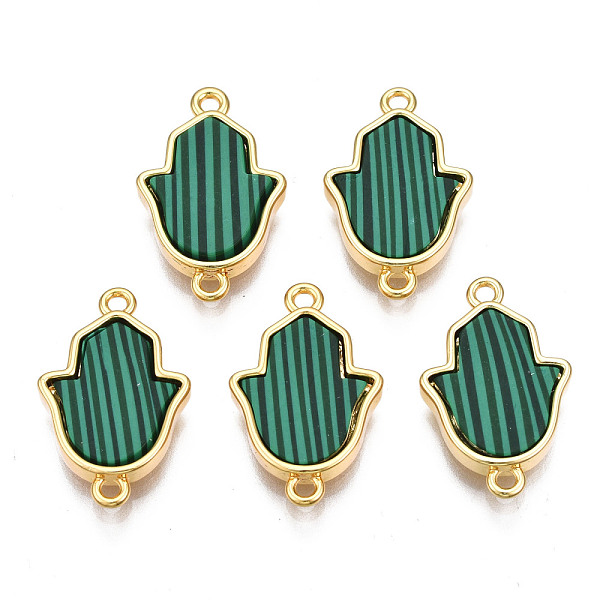 PandaHall Brass Connector Charms, with Synthetic Malachite, Cadmium Free & Nickel Free & Lead Free, Real 18K Gold Plated, Hamsa Hand/Hand of...
PandaHall Brass Connector Charms, with Synthetic Malachite, Cadmium Free & Nickel Free & Lead Free, Real 18K Gold Plated, Hamsa Hand/Hand of...