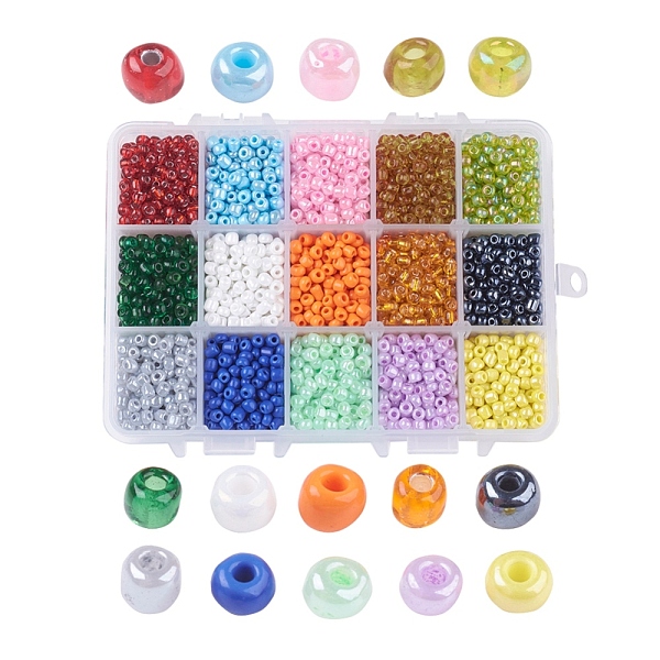 PandaHall 1 Box 15 Color 6/0 Glass Seed Beads, Mixed Color, 4mm, Hole: 1mm, about 390pcs/compartment, 5850pcs/box Glass Multicolor
PandaHall 1 Box 15 Color 6/0 Glass Seed Beads, Mixed Color, 4mm, Hole: 1mm, about 390pcs/compartment, 5850pcs/box Glass Multicolor