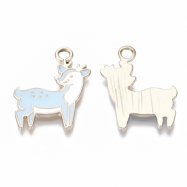 PandaHall Alloy Pendants, with Enamel, Sika Deer, Light Gold, Sky Blue, 22x18x2mm, Hole: 2.5mm Alloy+Enamel Deer Blue
PandaHall Alloy Pendants, with Enamel, Sika Deer, Light Gold, Sky Blue, 22x18x2mm, Hole: 2.5mm Alloy+Enamel Deer Blue