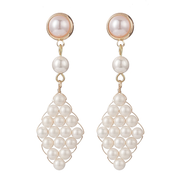 PandaHall Shell Pearl & Plastic Braided Rhombus Dangle Stud Earrings, Golden Brass Wire Wrap Long Drop Earrings for Women, White, 55mm, Pin...
PandaHall Shell Pearl & Plastic Braided Rhombus Dangle Stud Earrings, Golden Brass Wire Wrap Long Drop Earrings for Women, White, 55mm, Pin...