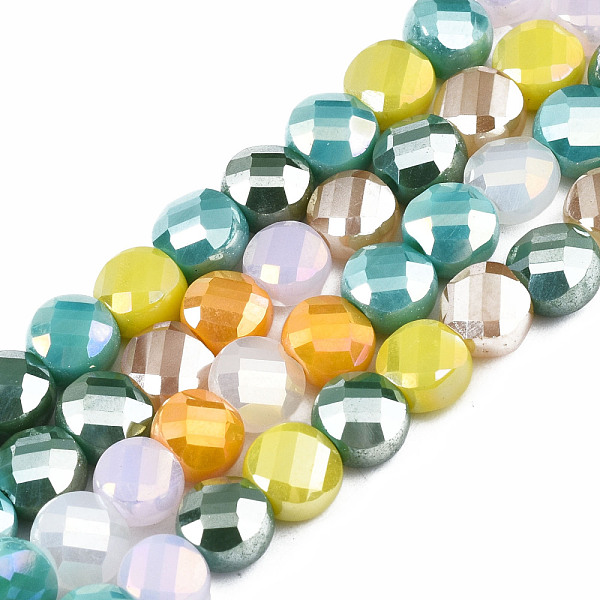PandaHall Electroplate Opaque Glass Beads Strands, AB Color Plated, Faceted, Flat Round, Colorful, 6x6x3.5~5mm, Hole: 1mm, about...
PandaHall Electroplate Opaque Glass Beads Strands, AB Color Plated, Faceted, Flat Round, Colorful, 6x6x3.5~5mm, Hole: 1mm, about...