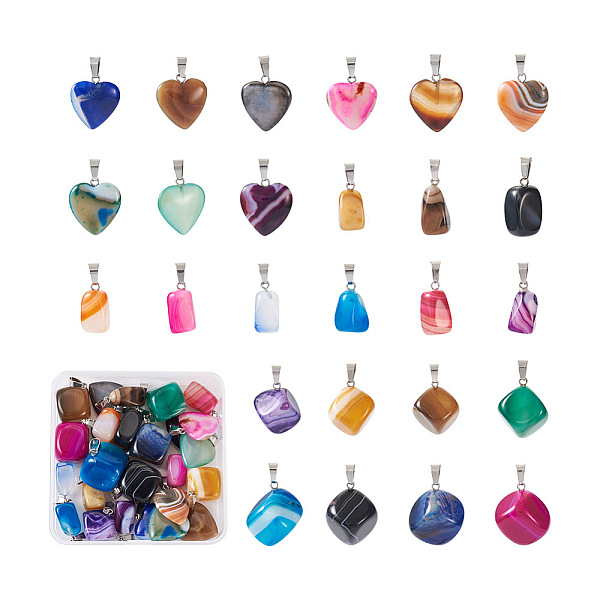 PandaHall Fashewelry 26Pcs 3 Style Natural Banded Agate/Striped Agate Pendants, Dyed, with Stainless Steel Snap On Bails, Cube & Cuboid &..., Multicolor
PandaHall Fashewelry 26Pcs 3 Style Natural Banded Agate/Striped Agate Pendants, Dyed, with Stainless Steel Snap On Bails, Cube & Cuboid &..., Multicolor