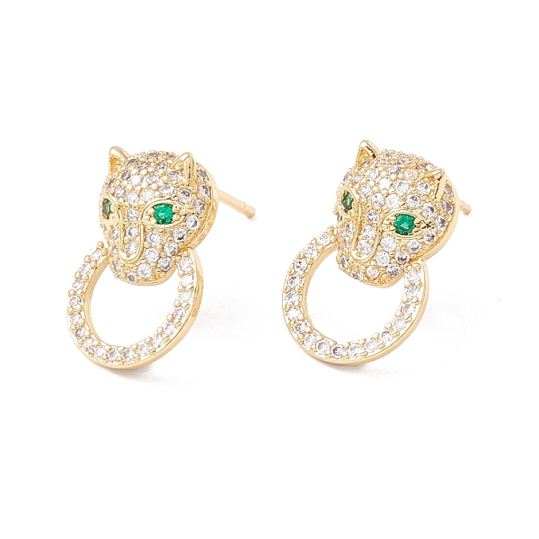PandaHall Green Cubic Zirconia Leopard Head with Ring Stud Earrings, Brass Jewelry for Women, Lead Free & Cadmium Free, Real 18K Gold Plated...
PandaHall Green Cubic Zirconia Leopard Head with Ring Stud Earrings, Brass Jewelry for Women, Lead Free & Cadmium Free, Real 18K Gold Plated...