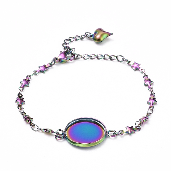 PandaHall Rainbow Color 304 Stainless Steel Bracelet Making, with Lobster Claw Clasps, Star Link Chains and Flat Round Cabochon Settings...
PandaHall Rainbow Color 304 Stainless Steel Bracelet Making, with Lobster Claw Clasps, Star Link Chains and Flat Round Cabochon Settings...