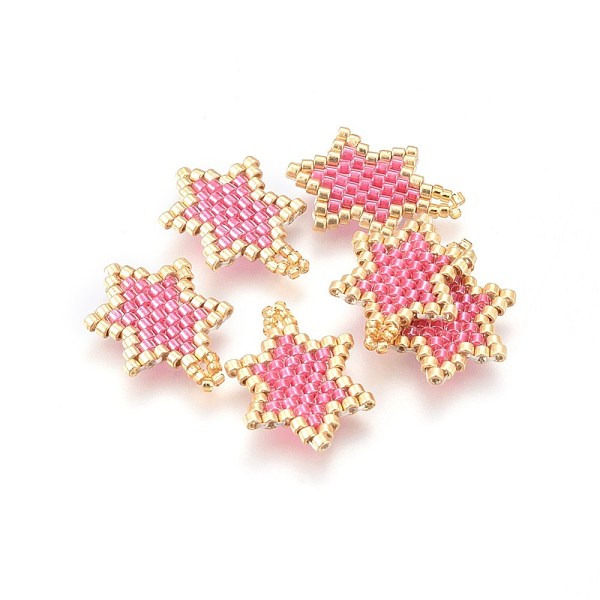 PandaHall MIYUKI & TOHO Handmade Japanese Seed Beads Pendants, Loom Pattern, Hexagram, Pearl Pink, 19~20x13.5~14.5x1.7mm, Hole: 2mm Glass...
PandaHall MIYUKI & TOHO Handmade Japanese Seed Beads Pendants, Loom Pattern, Hexagram, Pearl Pink, 19~20x13.5~14.5x1.7mm, Hole: 2mm Glass...