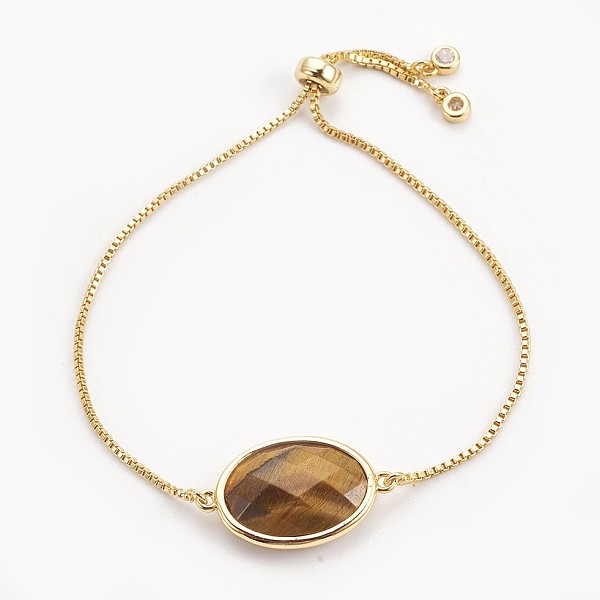 PandaHall Adjustable Brass Bolo Bracelets, Slider Bracelets, with Natural Tiger Eye Link and Cubic Zirconia, Oval, Golden, 9-3/8 inch..., Clear
PandaHall Adjustable Brass Bolo Bracelets, Slider Bracelets, with Natural Tiger Eye Link and Cubic Zirconia, Oval, Golden, 9-3/8 inch..., Clear
