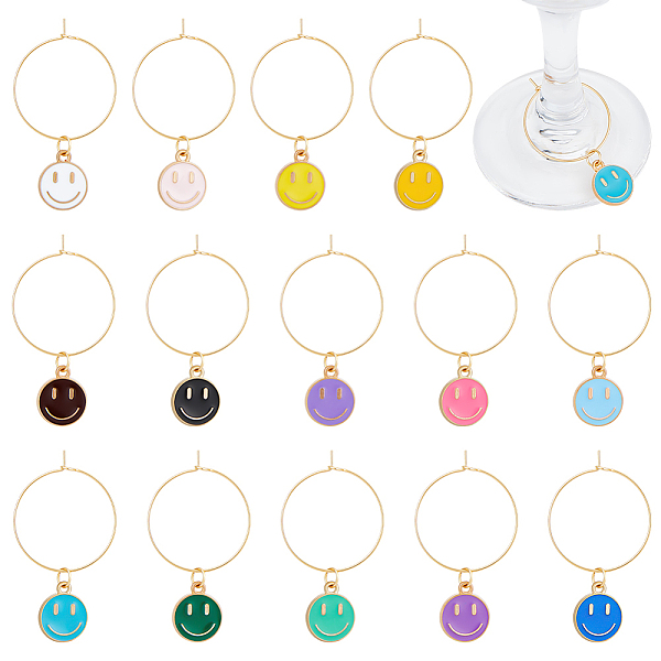PandaHall Alloy Enamel Wine Glass Charms, with 316 Surgical Stainless Steel Rings, Smiling Face, Mixed Color, 45mm, 14 colors, 2pcs/color..., Multicolor
PandaHall Alloy Enamel Wine Glass Charms, with 316 Surgical Stainless Steel Rings, Smiling Face, Mixed Color, 45mm, 14 colors, 2pcs/color..., Multicolor