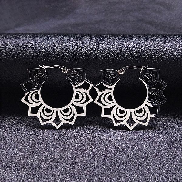 PandaHall 304 Stainless Steel Hollow Flower Hoop Earring, Bohemia Earrings, Stainless Steel Color, 36x40mm 304 Stainless Steel Flower
PandaHall 304 Stainless Steel Hollow Flower Hoop Earring, Bohemia Earrings, Stainless Steel Color, 36x40mm 304 Stainless Steel Flower