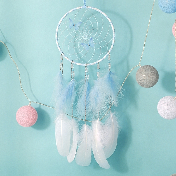 PandaHall Butterfly Woven Web/Net with Feather Decorations, for Home Bedroom Hanging Decorations, Sky Blue, 500x160mm Feather Feather
PandaHall Butterfly Woven Web/Net with Feather Decorations, for Home Bedroom Hanging Decorations, Sky Blue, 500x160mm Feather Feather