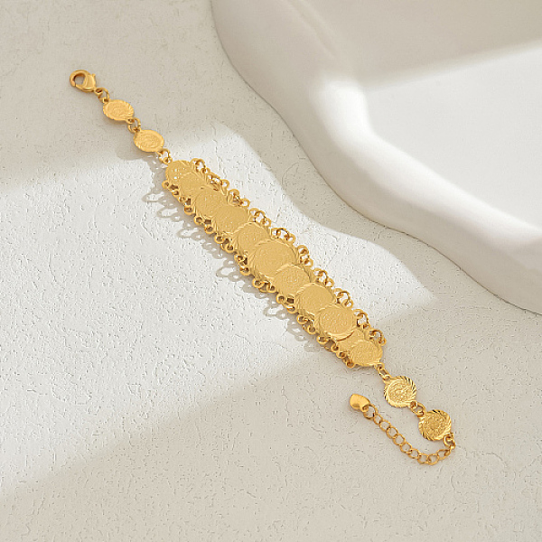 PandaHall Brass Coin Link Bracelets, Cable Chains Bracelets for Women, Real 18K Gold Plated, 7-7/8 inch(20cm) Brass
PandaHall Brass Coin Link Bracelets, Cable Chains Bracelets for Women, Real 18K Gold Plated, 7-7/8 inch(20cm) Brass