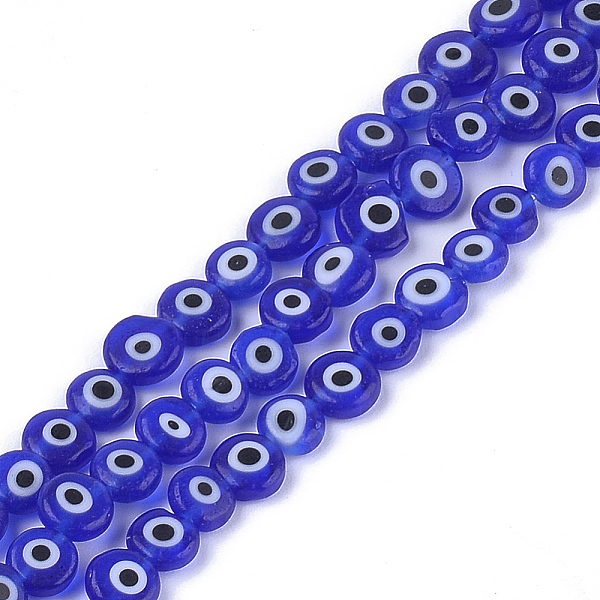 PandaHall Handmade Evil Eye Lampwork Beads Strands, Flat Round, Blue, 6x2.5mm, Hole: 1mm, about 64~65pcs/strand, 14.1 inch~14.5 inch...
PandaHall Handmade Evil Eye Lampwork Beads Strands, Flat Round, Blue, 6x2.5mm, Hole: 1mm, about 64~65pcs/strand, 14.1 inch~14.5 inch...