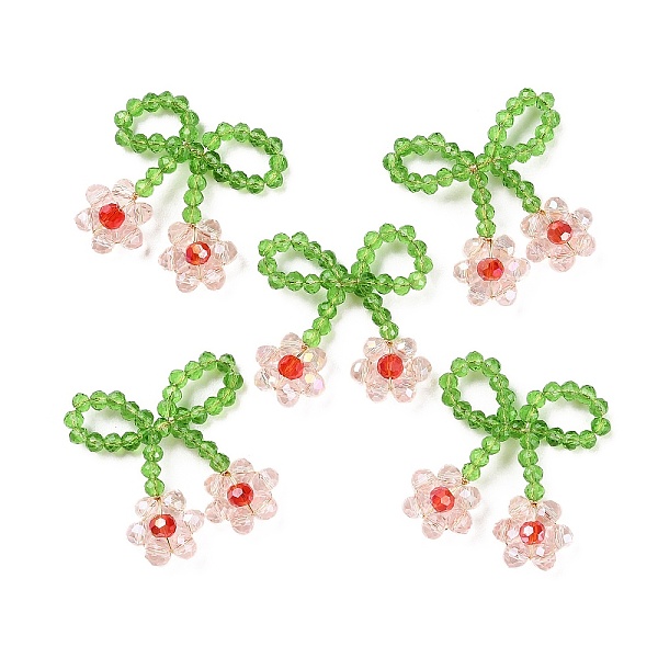 PandaHall Glass Beaded Pendants, with Copper Wire, Bowknot with Flower Charms, Pink, 25~27x25~28x5~5.5mm, Hole: 5.5x7.5mm Glass Bowknot Pink 
PandaHall Glass Beaded Pendants, with Copper Wire, Bowknot with Flower Charms, Pink, 25~27x25~28x5~5.5mm, Hole: 5.5x7.5mm Glass Bowknot Pink