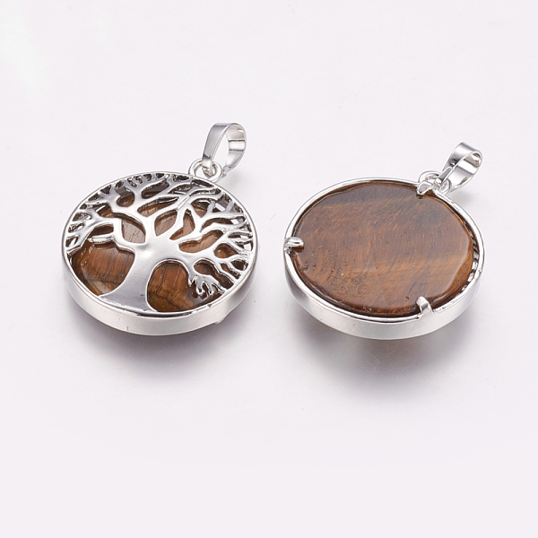 PandaHall Natural Tiger Eye Pendants, with Brass Findings, Platinum, Flat Round with Tree, 31x27x6.5~7mm, Hole: 5x8mm Tiger Eye Flat Round
PandaHall Natural Tiger Eye Pendants, with Brass Findings, Platinum, Flat Round with Tree, 31x27x6.5~7mm, Hole: 5x8mm Tiger Eye Flat Round