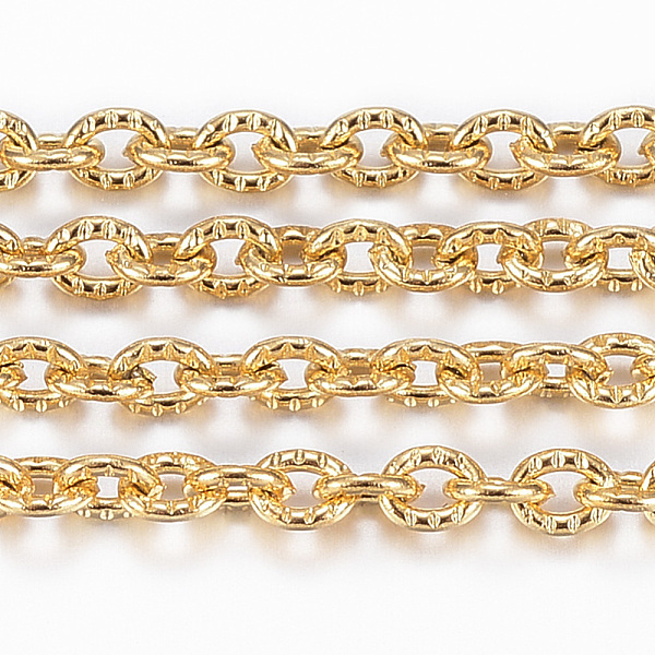 PandaHall Ion Plating(IP) 304 Stainless Steel Textured Cable Chains, with Spool, Unwelded, Oval, Golden, 3x2.4x0.6mm, about 65.61 Feet...
PandaHall Ion Plating(IP) 304 Stainless Steel Textured Cable Chains, with Spool, Unwelded, Oval, Golden, 3x2.4x0.6mm, about 65.61 Feet...
