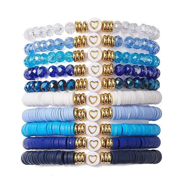 PandaHall 10Pcs Polymer Clay Disc & Glass & Brass Beaded Stretch Bracelets Set, Heart Stackable Bracelets, Deep Sky Blue, Inner Diameter...
PandaHall 10Pcs Polymer Clay Disc & Glass & Brass Beaded Stretch Bracelets Set, Heart Stackable Bracelets, Deep Sky Blue, Inner Diameter...