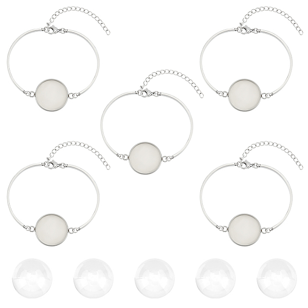 PandaHall Beebeecraft 5Pcs 304 Stainless Steel Flat Round Cabochon Setting Bracelets, for Link Bracelet Making, with 5Pcs Transparent Glass...
PandaHall Beebeecraft 5Pcs 304 Stainless Steel Flat Round Cabochon Setting Bracelets, for Link Bracelet Making, with 5Pcs Transparent Glass...