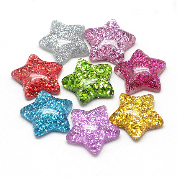 PandaHall Resin Cabochons, with Glitter Powder, Star, Mixed Color, 16x16.5~17x5~6mm Resin Star Multicolor
PandaHall Resin Cabochons, with Glitter Powder, Star, Mixed Color, 16x16.5~17x5~6mm Resin Star Multicolor