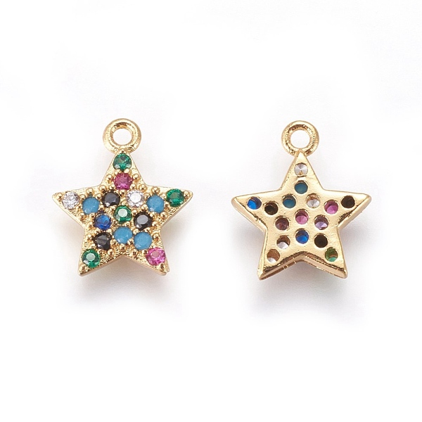 PandaHall Brass Cubic Zirconia Charms, Star, Colorful, Golden, 13x11x2mm, Hole: 1mm Brass+Cubic Zirconia Star
PandaHall Brass Cubic Zirconia Charms, Star, Colorful, Golden, 13x11x2mm, Hole: 1mm Brass+Cubic Zirconia Star