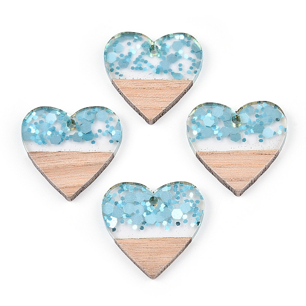 PandaHall Transparent Resin & White Wood Pendants, Heart Charms with Paillettes, Light Sky Blue, 24x25x3.5~4mm, Hole: 2mm Resin+Wood Heart
PandaHall Transparent Resin & White Wood Pendants, Heart Charms with Paillettes, Light Sky Blue, 24x25x3.5~4mm, Hole: 2mm Resin+Wood Heart