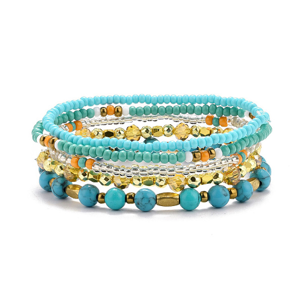 PandaHall 5Pcs 5 Style Synthetic Turquoise(Dyed) & Hematite & Glass Sead Beads Stretch Bracelets Set, Stackable Bracelets for Women Girls...
PandaHall 5Pcs 5 Style Synthetic Turquoise(Dyed) & Hematite & Glass Sead Beads Stretch Bracelets Set, Stackable Bracelets for Women Girls...