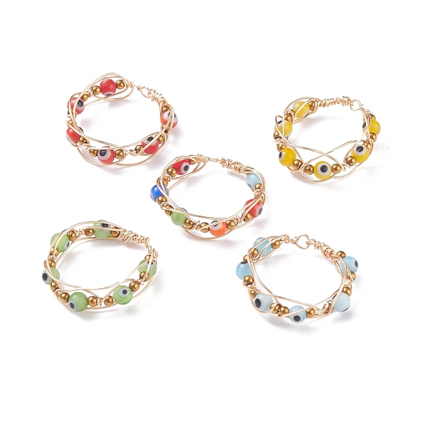 PandaHall Round Evil Eye Lampwork Braided Bead Finger Ring, Copper Wire Wrap Jewelry for Women, Mixed Color, US Size 8 1/2(18.5mm) Lampwork..., Multicolor
PandaHall Round Evil Eye Lampwork Braided Bead Finger Ring, Copper Wire Wrap Jewelry for Women, Mixed Color, US Size 8 1/2(18.5mm) Lampwork..., Multicolor